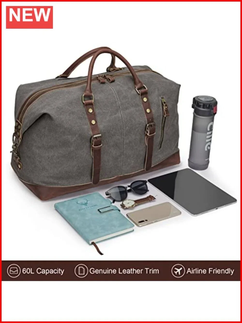 Canvas Duffel Bag Travel Weekender Carry On